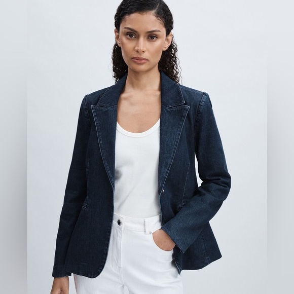 Good American Jackets & Blazers - Good American DENIM SCULPTED BLAZER IN NAVY Size XS